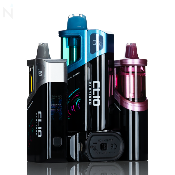 Collection of Geek Bar CLIO 50K Disposable Vape devices on a white background