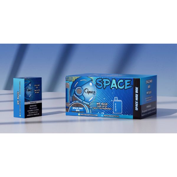 Space Max Box 6000 Puffs Rechargeable Vape Disposable 15mL 10 Pack Best Flavor Mr. Blue