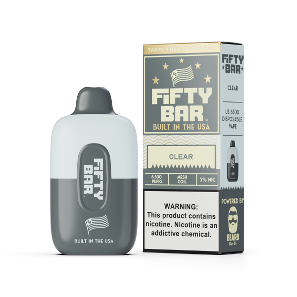 Best Deal Fifty Bar 6500 Puff Rechargeable Vape Disposable 16mL - Clear