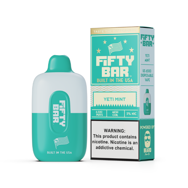 Best Deal Fifty Bar 6500 Puff Rechargeable Vape Disposable 16mL - Yeti Mint