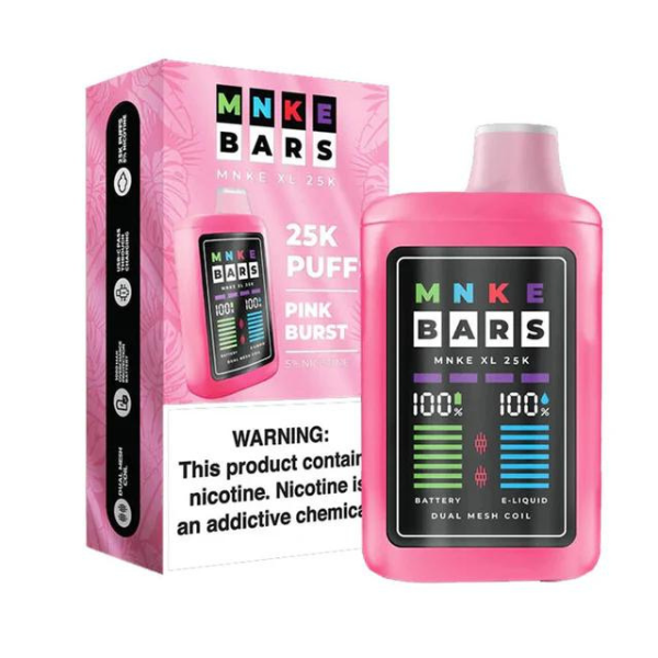 Best Deal MNKE Bars XL 25000 Puffs Disposable Vape 18mL - Pink Burst