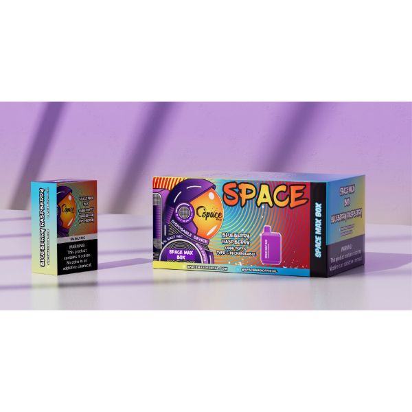 Space Max Box 6000 Puffs Rechargeable Vape Disposable 15mL 10 Pack Best Flavor Blueberry Raspberry