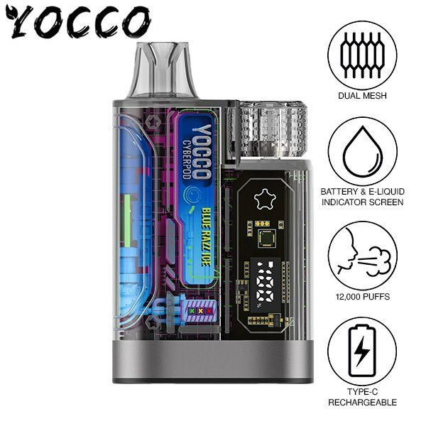 Best Deal Yocco CyberPod 12K Disposable Vape 5 Pack 20mL - Blue Razz Ice