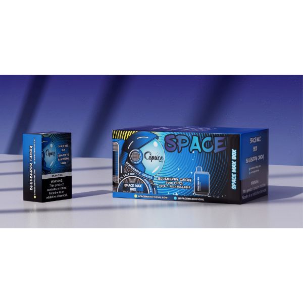Space Max Box 6000 Puffs Rechargeable Vape Disposable 15mL 10 Pack Best Flavor Blueberry Candy