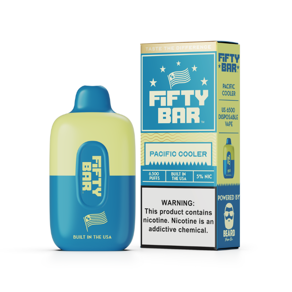 Best Deal Fifty Bar 6500 Puff Rechargeable Vape Disposable 16mL - Pacific Cooler