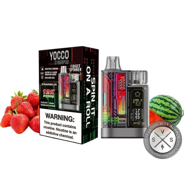 Best Deal Yocco CyberPod 12K Disposable Vape 5 Pack 20mL - Strawmelon