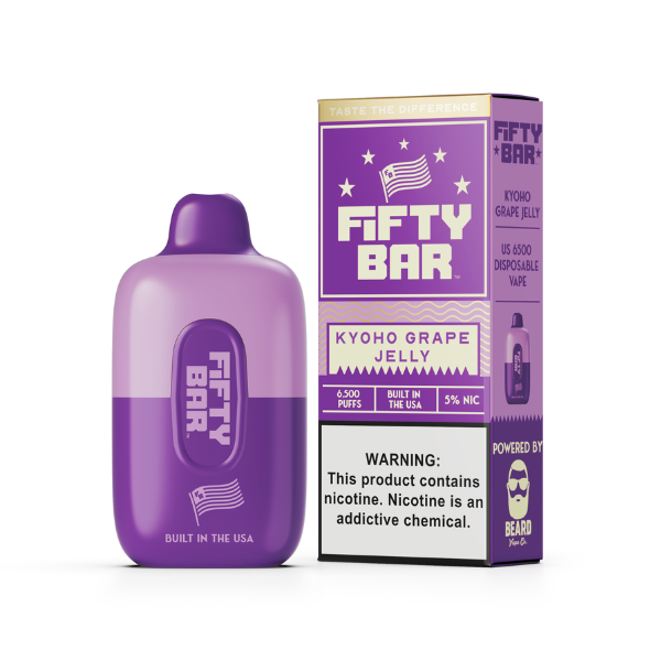 Best Deal Fifty Bar 6500 Puff Rechargeable Vape Disposable 16mL  - Kyoho Grape Jelly