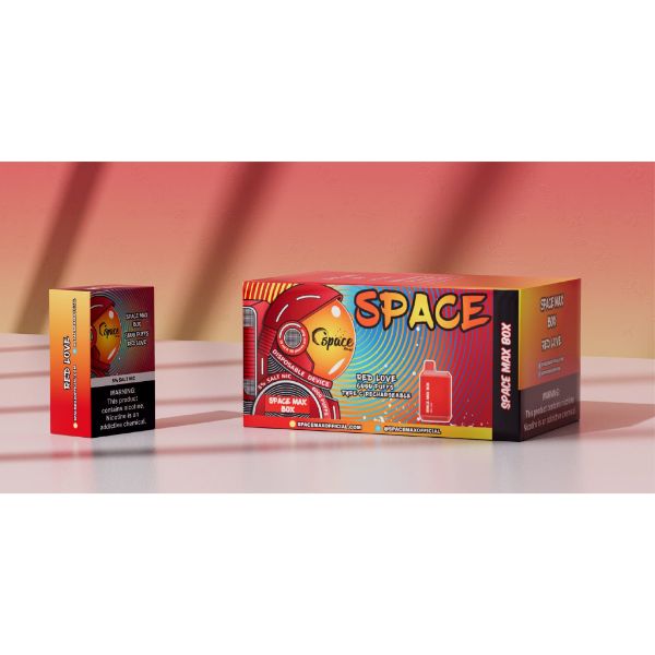 Space Max Box 6000 Puffs Rechargeable Vape Disposable 15mL 10 Pack Best Flavor Red Love