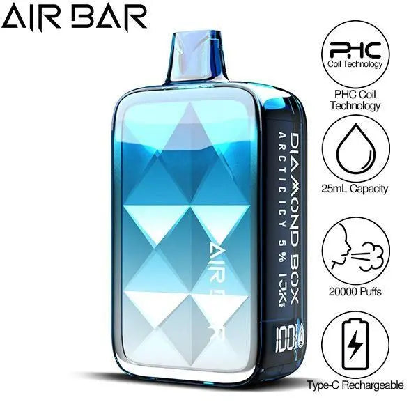Best Deal Air Bar Diamond Box 20000 Puffs Rechargeable Disposable Vape 25mL  - Arctic Icy