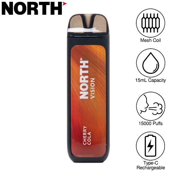 Best Deal North Vision 15000 Puffs Rechargeable Disposable Vape 15mL - Cherry Cola