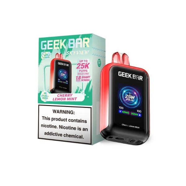 Best Deal Geek Bar Skyview 25,000 Puffs Disposable Vape 16ml Cherry Lemon Mint