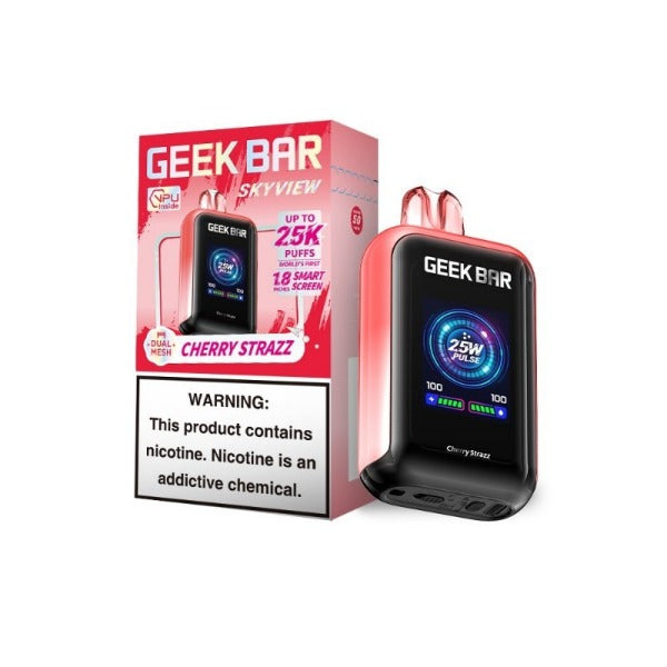 Best Deal Geek Bar Skyview 25,000 Puffs Disposable Vape 16ml Cherry Strazz