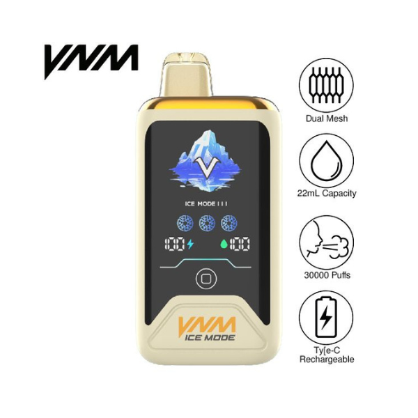 Best Deal VNM Ice Mode 30,00 Puff Disposable Vape 22mL 5 Pack - Golden Mango