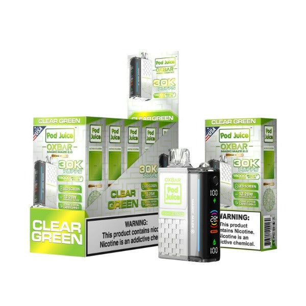 Best Deal OXBAR x Pod Juice Magic Maze 2.0 30k Puffs Rechargeable Disposable 13mL Clear Green