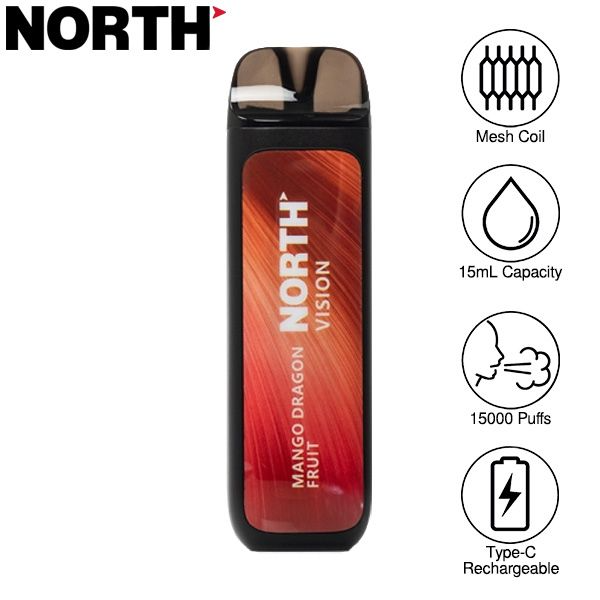 Best Deal North Vision 15000 Puffs Rechargeable Disposable Vape 15mL - Mango Dragon Fruit