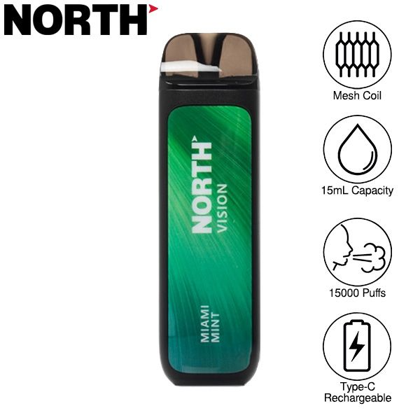 Best Deal North Vision 15000 Puffs Rechargeable Disposable Vape 15mL - Miami Mint