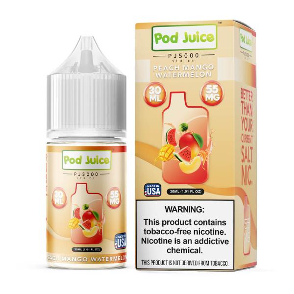 Best Deal Pod Juice TFN PJ5000 Salt Vape E-Liquid 30mL (Salt Nic) - Peach Mango Watermelon