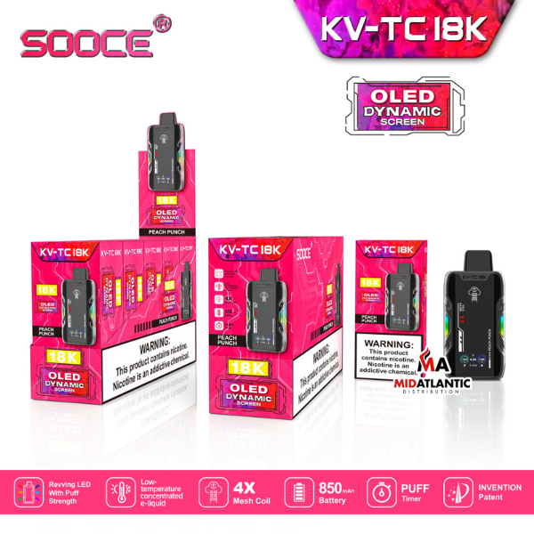 Best Deal SOOCE KV-TC18K Rechargeable Vape Peach Punch