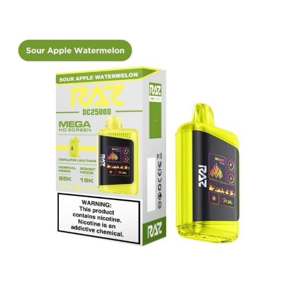 Best Deal RAZ DC25K 25,000 Puffs Rechargeable Vape 16mL - Sour Apple Watermelon