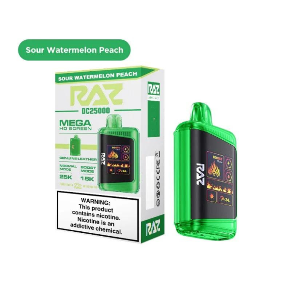 Best Deal RAZ DC25K 25,000 Puffs Rechargeable Vape 16mL - Sour Watermelon Peach