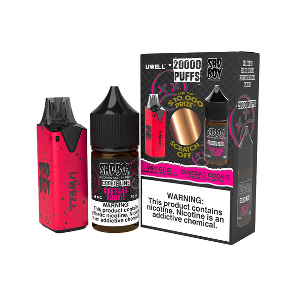 Uwell V6 Pod Kit + Daddy's Vapor Vape Juice 30mL Bundle Red/Custard Cookie