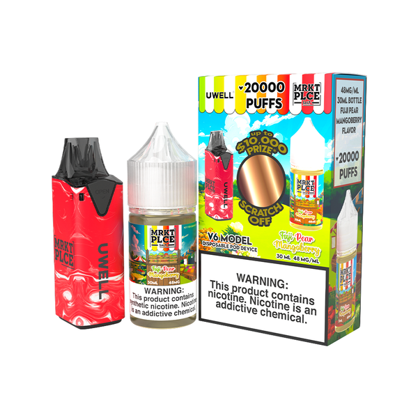 Uwell V6 Pod Kit_Daddy's Vapor Vape Juice 30mL Bundle Red/Fuji Pear Mangoberry 48mg