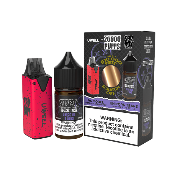 Uwell V6 Pod Kit + Daddy's Vapor Vape Juice 30mL Bundle Red/Unicorn Tears