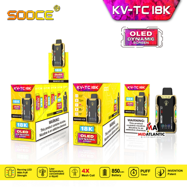 Best Deal SOOCE KV-TC18K Rechargeable Vape Mango Ice