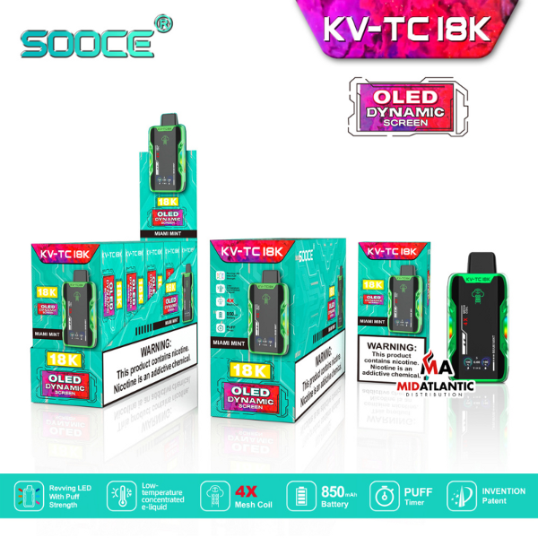 Best Deal SOOCE KV-TC18K Rechargeable Vape Miami Mint