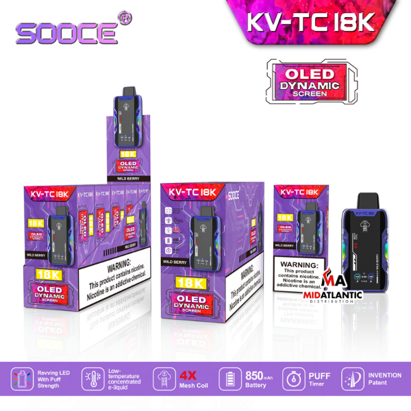 Best Deal SOOCE KV-TC18K Rechargeable Vape Wild Berry