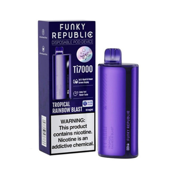 Best Deal Funky Republic Ti7000 Recharge Vape 12.8mL Tropical Rainbow Blast