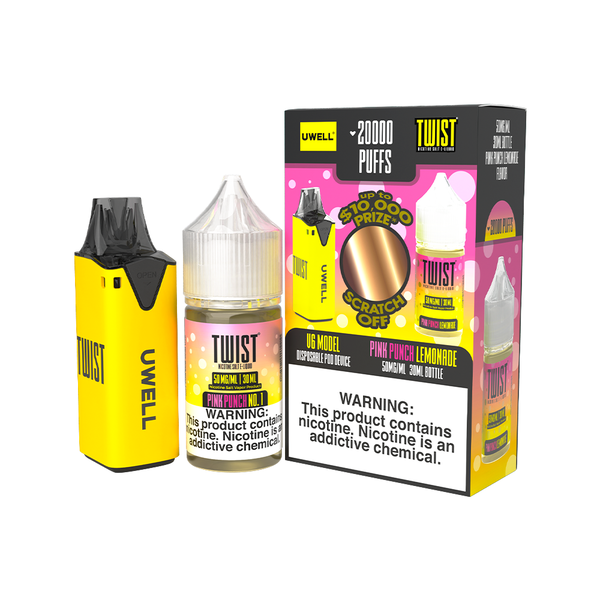 Uwell V6 Pod Kit + Twist Salts 30mL Bundle Yellow/Pink Punch Lemonade 50mg