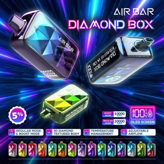 Best Deal Air Bar Diamond Box 20000 Puffs Rechargeable Disposable Vape 25mL 