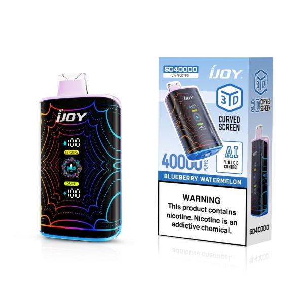 iJoy SD40000 40K Puffs AI Voice Control Disposable 20mL Best Flavor Blueberry Watermelon