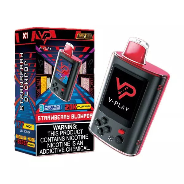 Best Deal CraftBox V-Play 20K Puffs Rechargeable Disposable vape 25mL - Strawberry Blowpop
