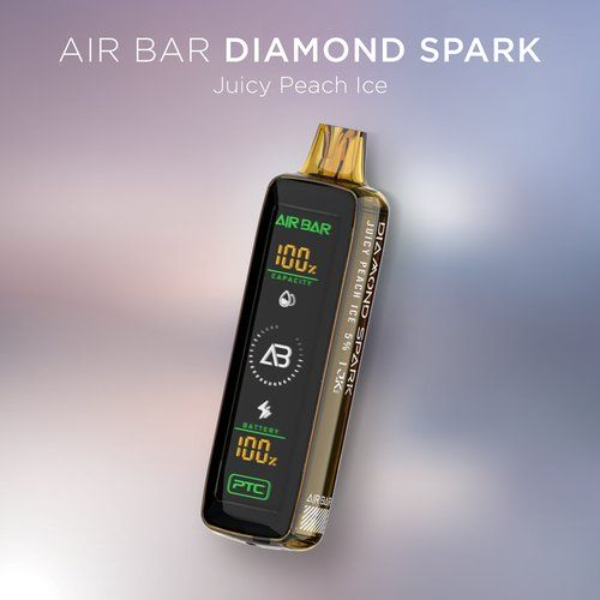 Best Deal Air Bar Diamond Spark 15,000 Puffs Disposable Vape 17ml 5 Pack - Juicy Peach Ice