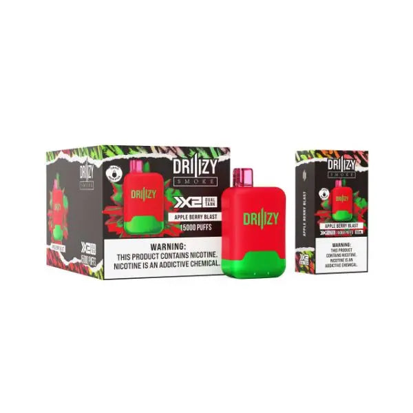 Best Deal DRIIIZY Smoke 15000 Puffs 5% Dual Tank Disposable Vape 30mL Apple Berry Blast
