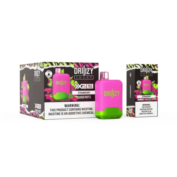 Best Deal DRIIIZY Smoke 15000 Puffs 5% Dual Tank Disposable Vape 30mL Strawberry 