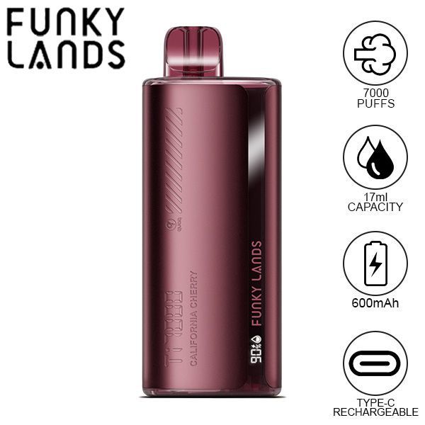 Best Deal Funky Lands Ti7000 Puffs Disposable Vape 12.8mL - California Cherry