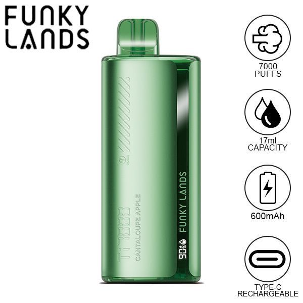 Best Deal Funky Lands Ti7000 Puffs Disposable Vape 12.8mL - Cantaloupe Apple