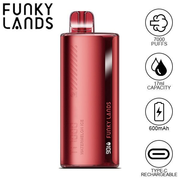 Best Deal Funky Lands Ti7000 Puffs Disposable Vape 12.8mL - Watermelon Ice