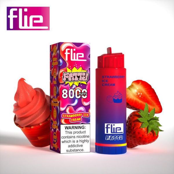 Flie Fatty 8000 Puffs Rechargeable Vape Disposable 16mL 10 Pack Best Flavor Strawberry Ice Cream