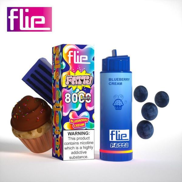 Flie Fatty 8000 Puffs Rechargeable Vape Disposable 16mL 10 Pack Best Flavor Blueberry Cream
