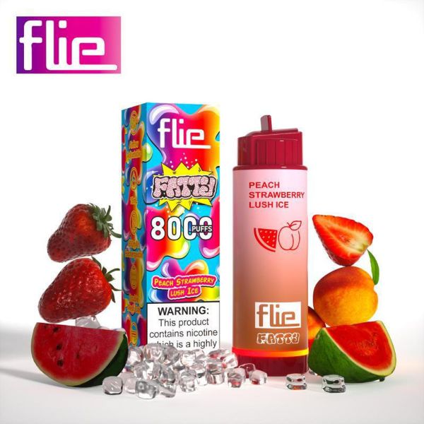 Flie Fatty 8000 Puffs Rechargeable Vape Disposable 16mL 10 Pack Best Flavor Peach Strawberry Lush Ice