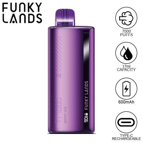 Best Deal Funky Lands Ti7000 Puffs Disposable Vape 12.8mL - Berry Mix