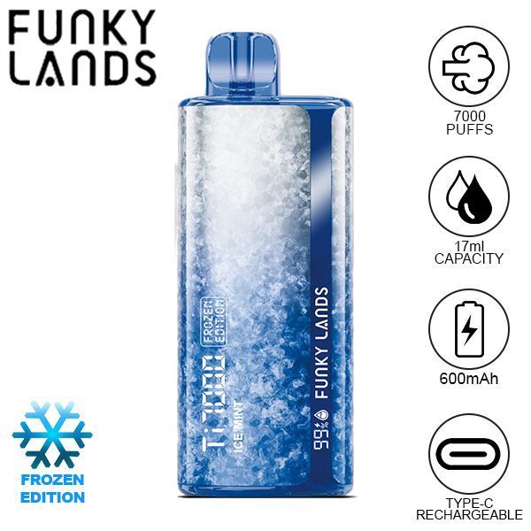 Best Deal Funky Lands Ti7000 Puffs Disposable Vape 17mL Ice Mint