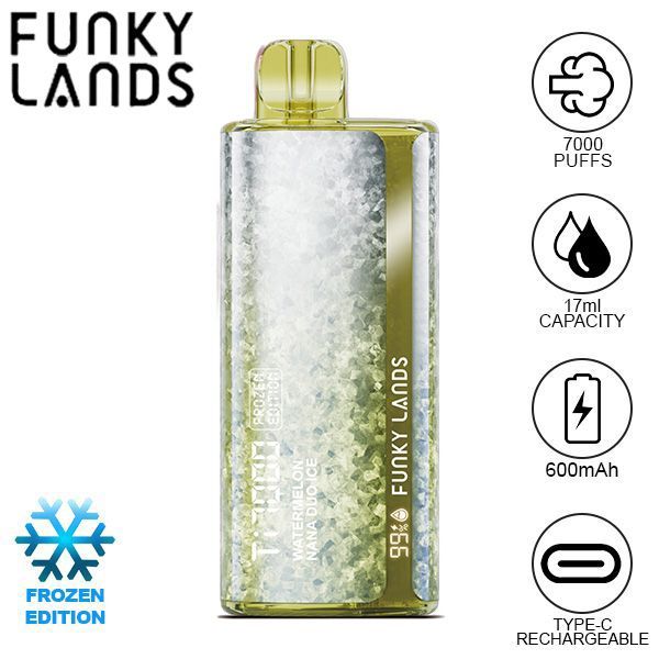 Best Deal Funky Lands Ti7000 Puffs Disposable Vape 12.8mL - Watermelon Nana Duo Ice