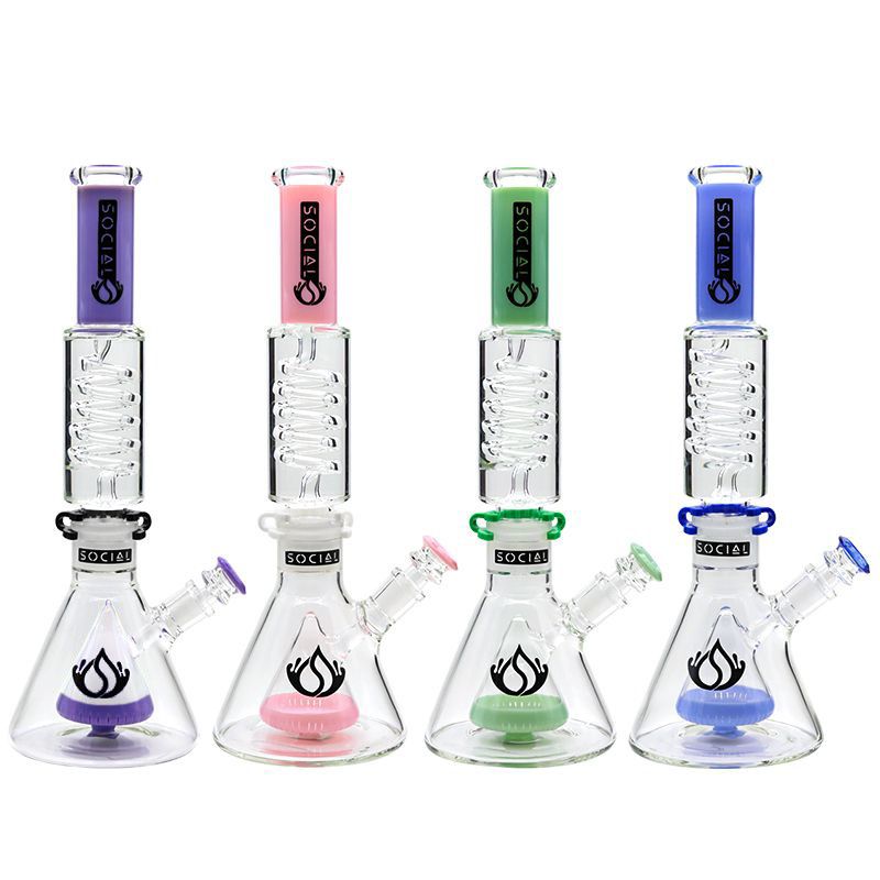 Best Deal Social Glass FURION Freezable Cone Perc Beaker Waterpipe