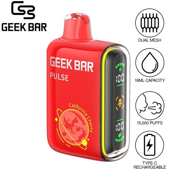 Best Deal Geek Bar Pulse 15,000 Puffs Recharge Vape 16mL California Cherry
