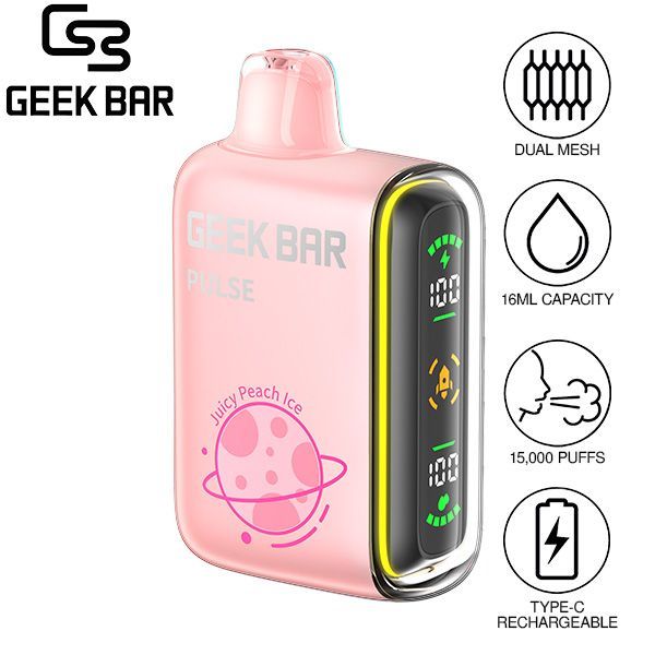 Best Deal Geek Bar Pulse 15,000 Puffs Recharge Vape 16mL Juicy Peach